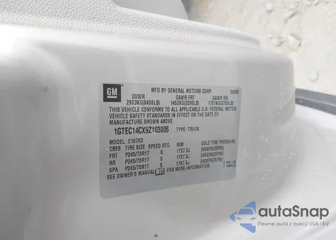 2009 GMC Sierra 1500 Work Truck z USA, uszkodzony, nr VIN 1GTEC14CX9Z103006